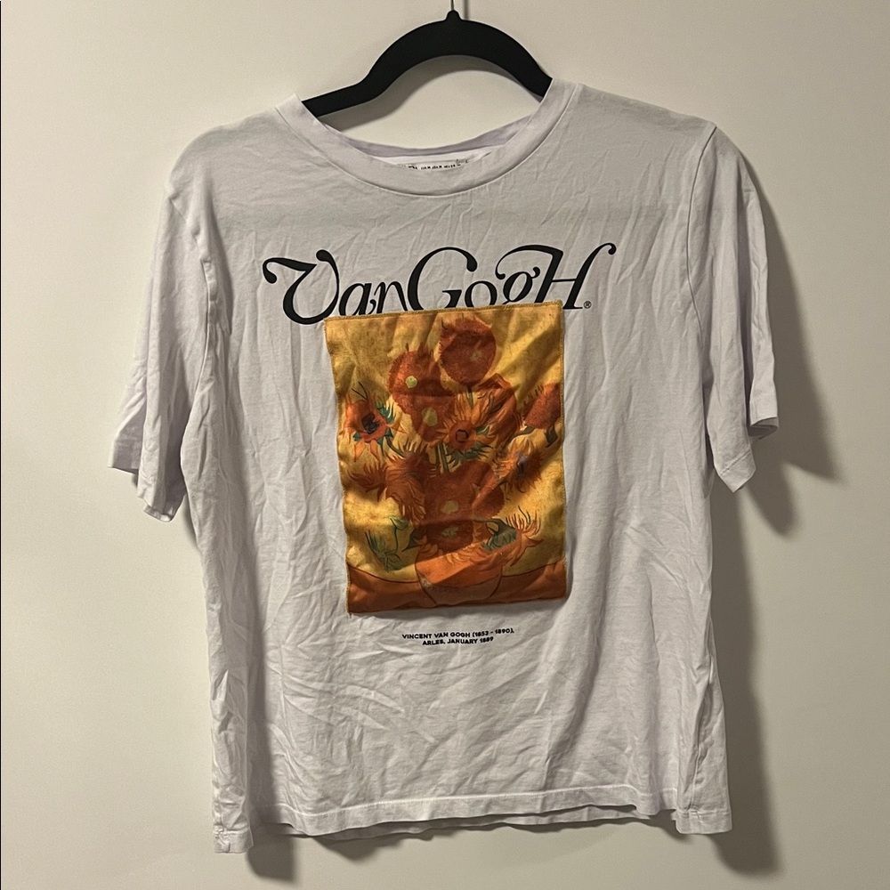 Zara White Van Gogh Graphic Tee